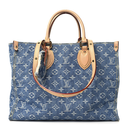 Louis Vuitton Monogram Denim Onthego MM  Blue 1 of 9