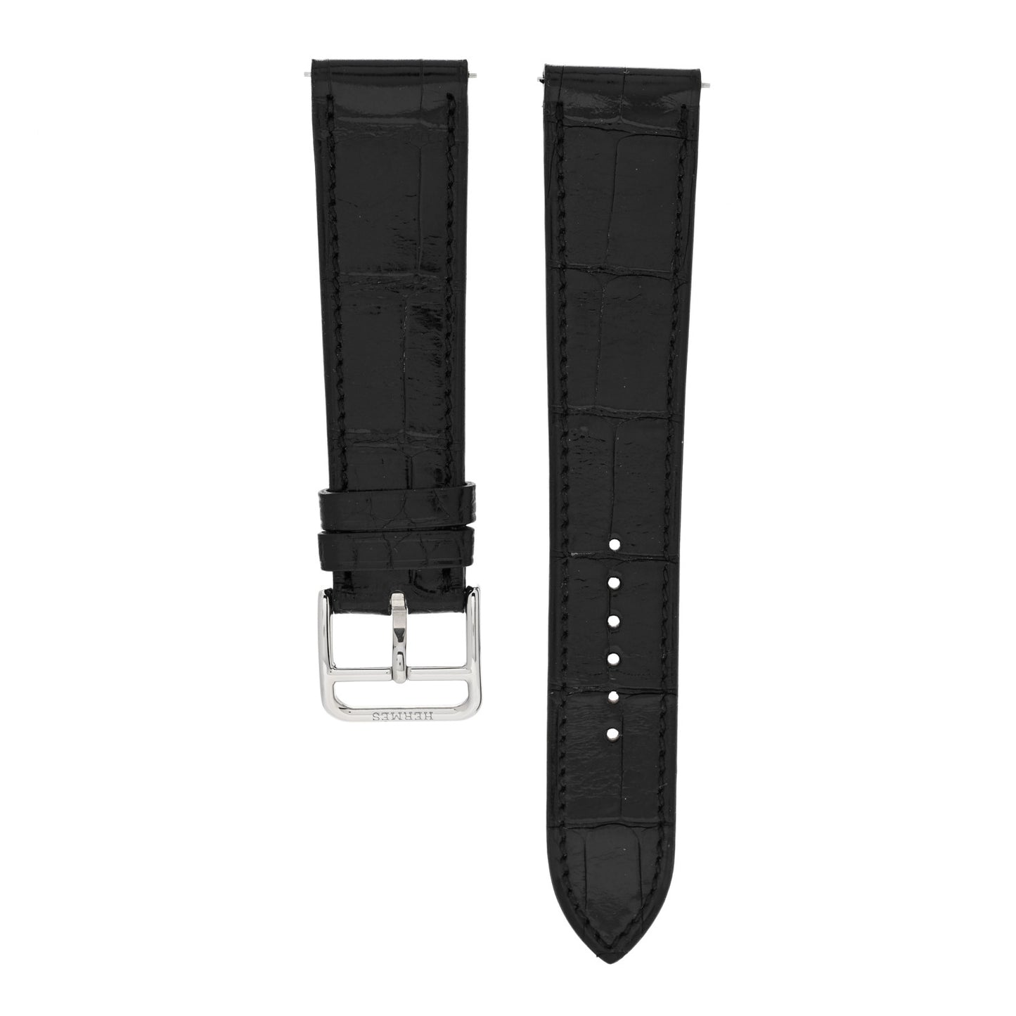 Shiny Alligator Heure H Hour Watch Strap Black