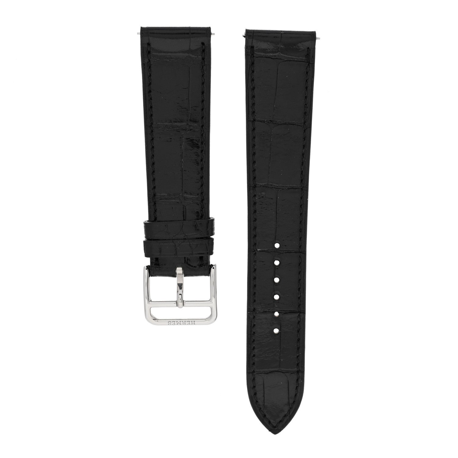 Hermes Shiny Alligator Heure H Hour Watch Strap Black 1 of 4
