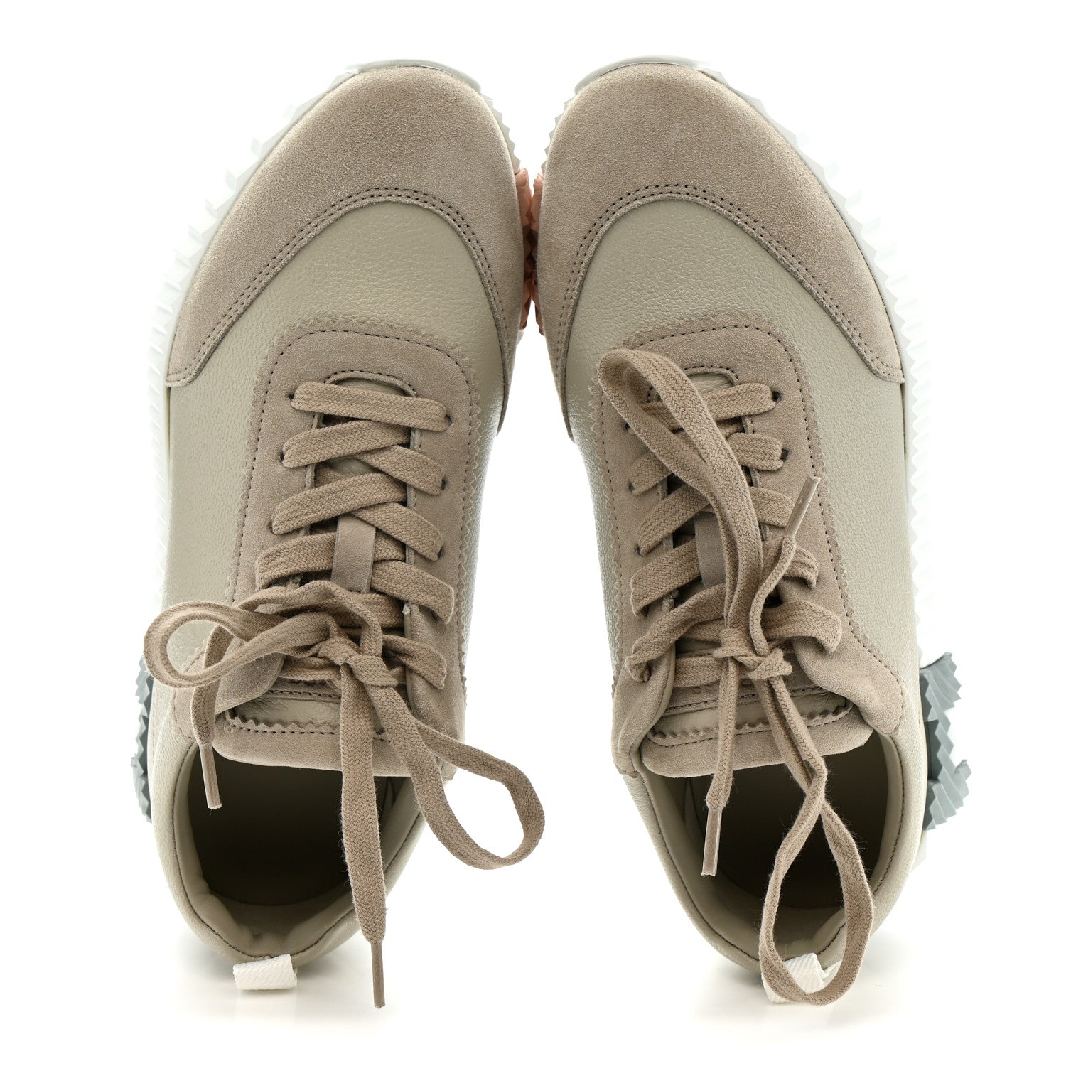 Hermes Sport Goatskin Suede Goatskin Womens Bouncing Sneakers 36.5 Beige Esquisse 2 of 9