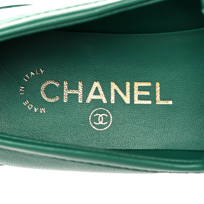 Chanel Lambskin Quilted CC Turnlock Loafers 38.5 Green 7 of 8