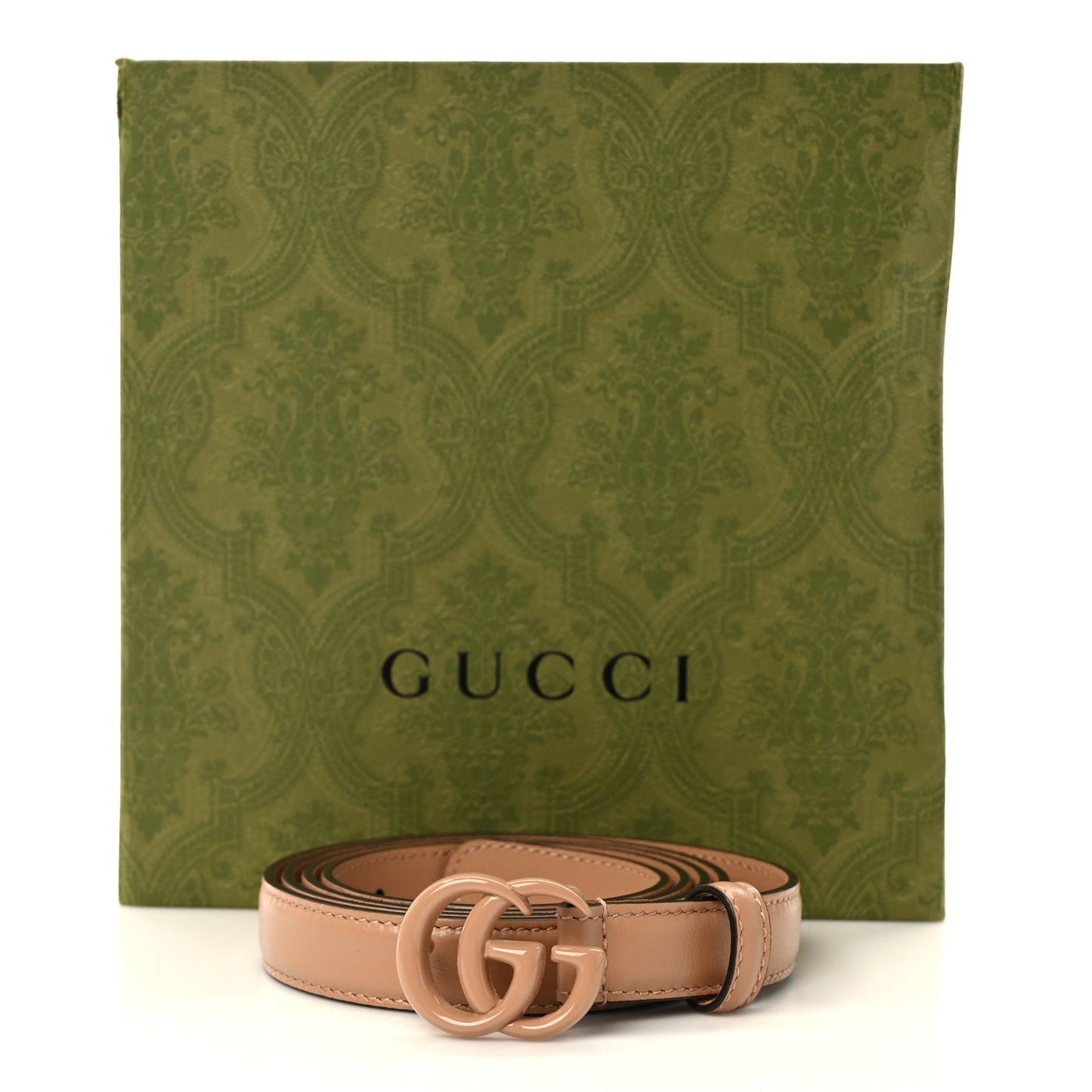 Azalea Calfskin Enamel Monochrome Double G 20mm Belt 110 44 Camelia