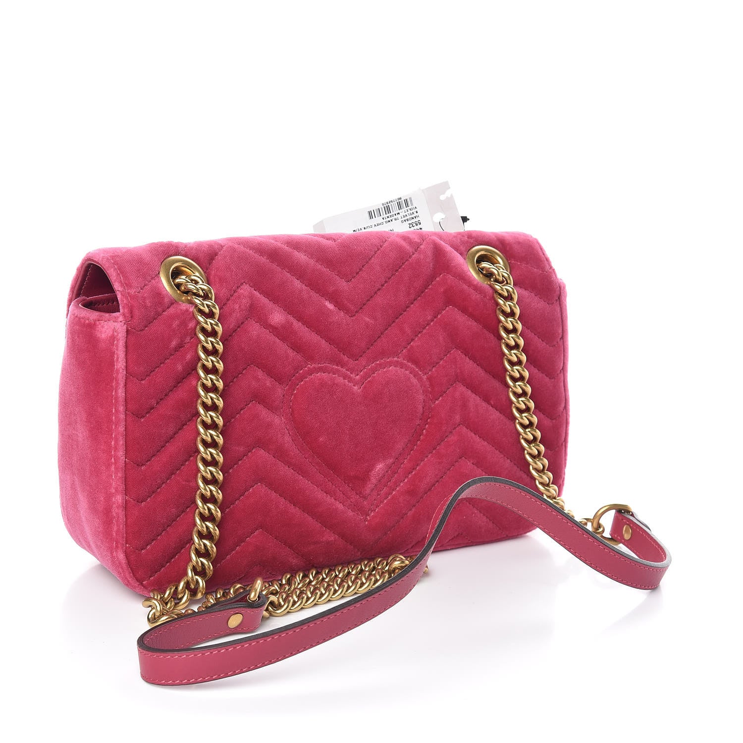 Gucci Velvet Matelasse Small GG Marmont Shoulder Bag Light Raspberry Rose 3 of 10
