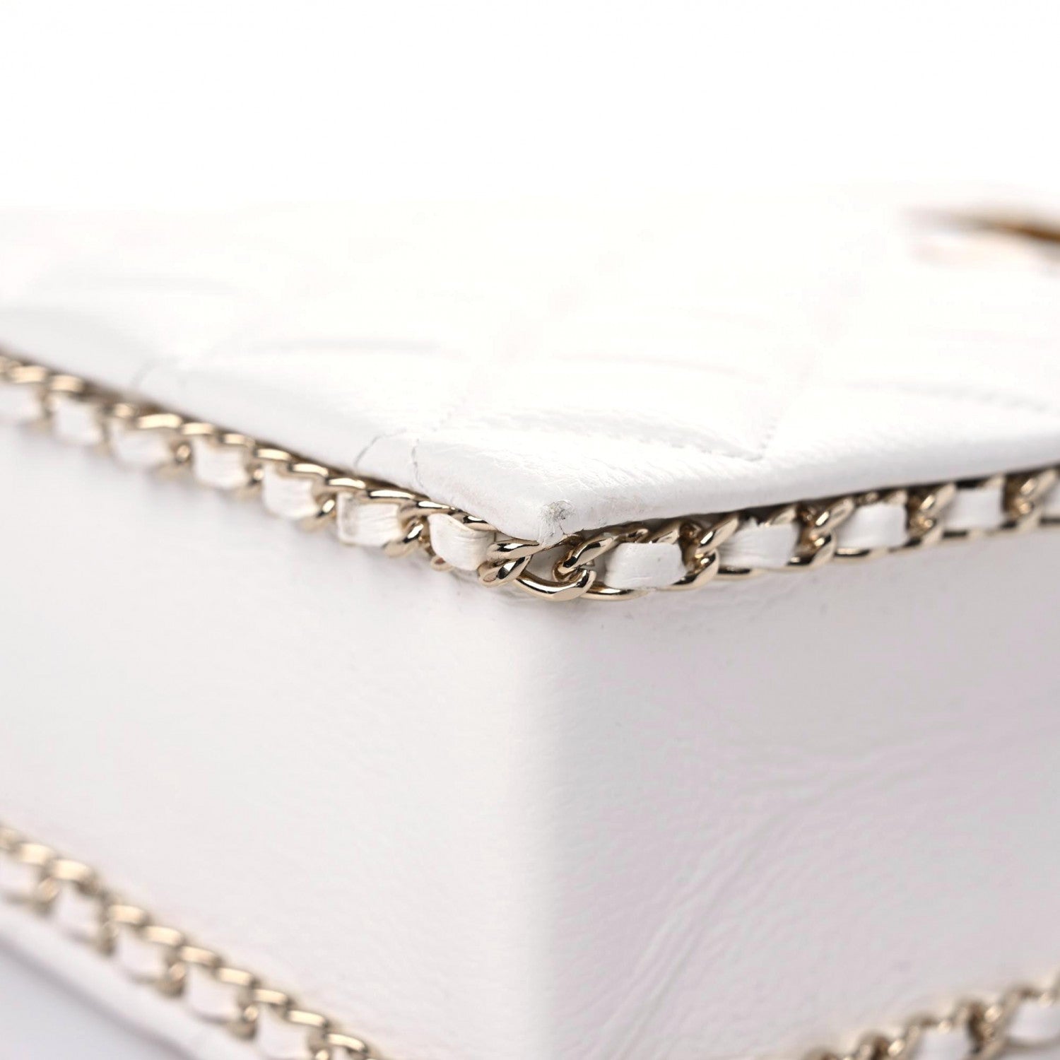 Chanel Calfskin Quilted Flat Handle Bag White 8 of 10