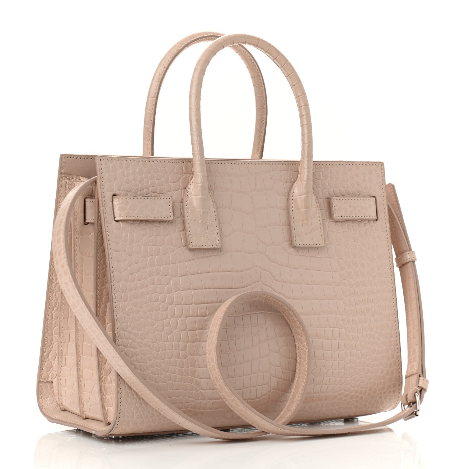 Saint Laurent Calfskin Crocodile Embossed Baby Sac De Jour Rose Antic 3 of 10