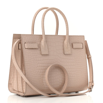 Saint Laurent Calfskin Crocodile Embossed Baby Sac De Jour Rose Antic 3 of 10