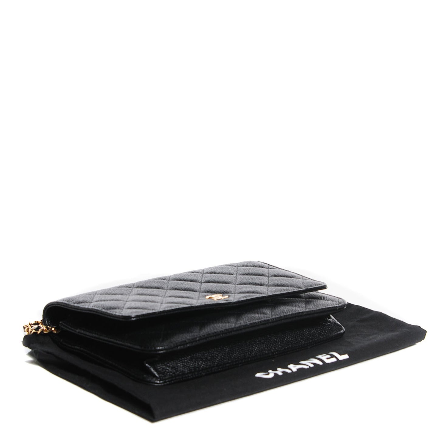 Caviar Quilted Wallet On Chain WOC Black