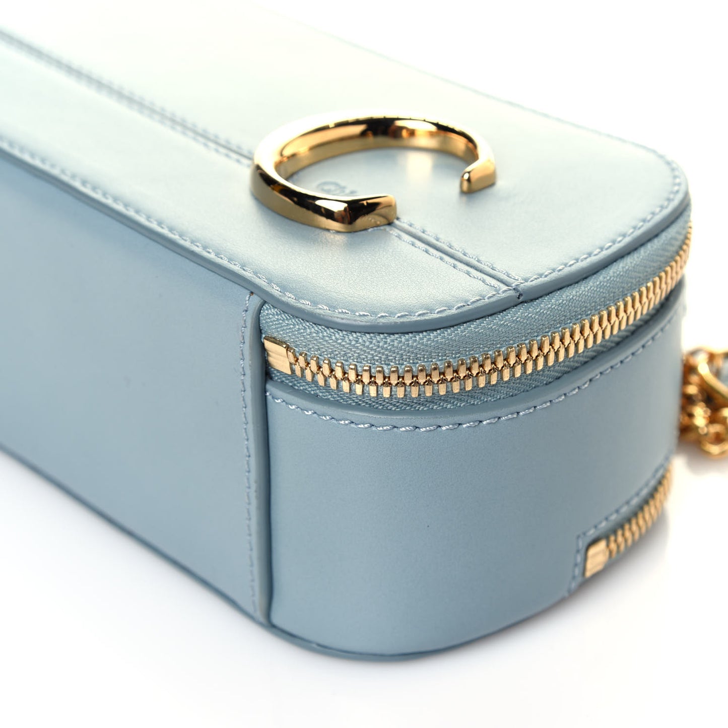 Shiny Calfskin Mini Vanity C Bag Faded Blue