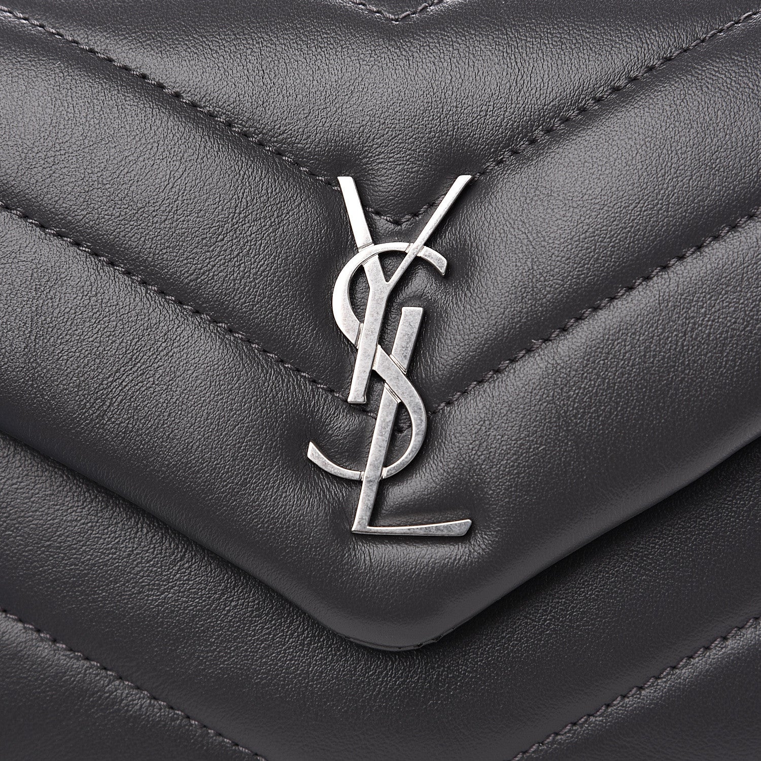 Saint Laurent Calfskin Y Quilted Monogram Toy Loulou Crossbody Bag Storm 7 of 9