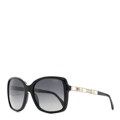 Chanel Crystal Baguette Polarized Square Sunglasses 5308-B Black 1 of 8