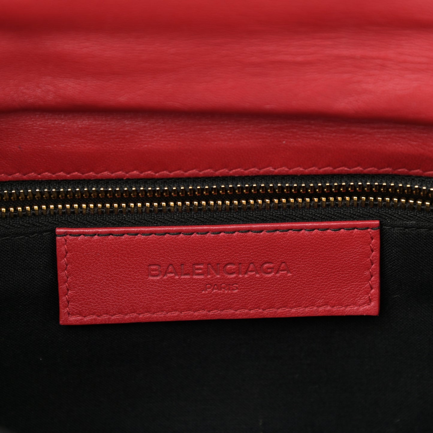 Chevre Gold Metallic Edge Hardware Envelope Clutch Rouge Grenade