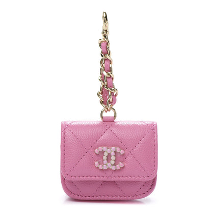 Chanel Caviar Quilted Crystal CC Airpods Pro Case Pink 1 of 9