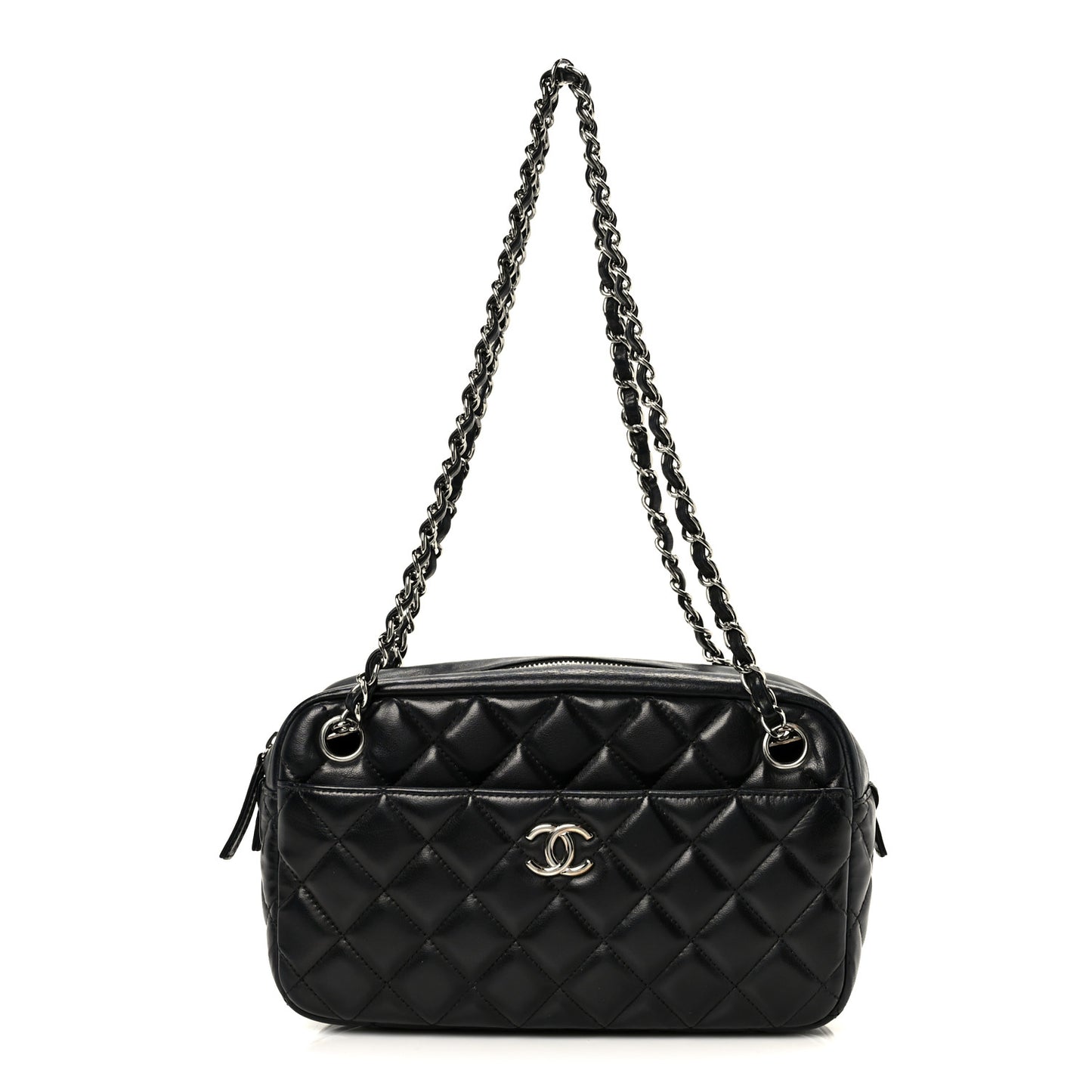 Lambskin Quilted Medium Camera Case Black