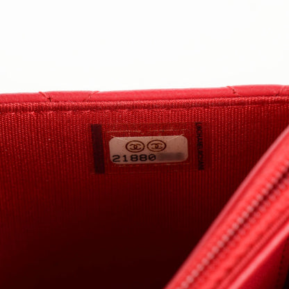 Chanel Lambskin Quilted Boy Wallet On Chain WOC Dark Pink 8 of 8