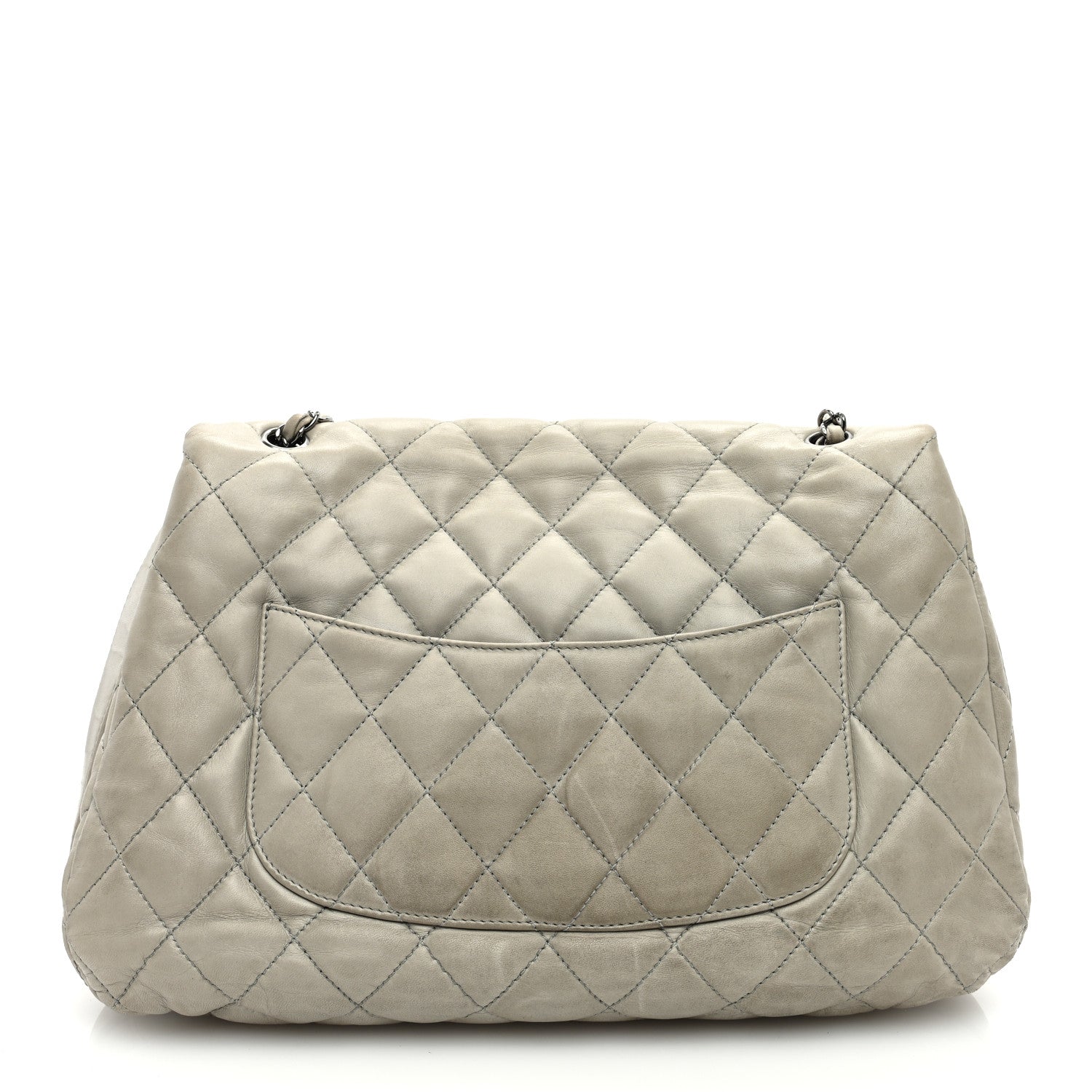 Chanel Lambskin Maxi Quilted Chanel 3 Flap Bag Grey 15 of 16