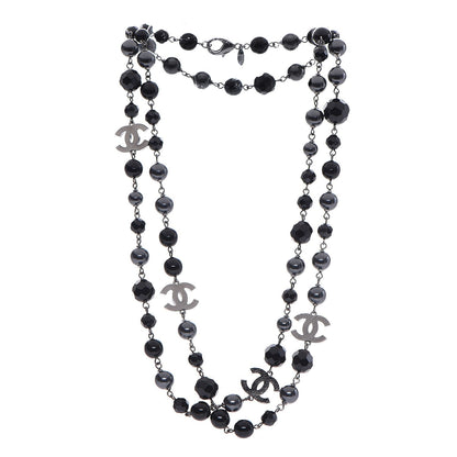 Chanel Ruthenium Beaded CC Long Necklace Black 1 of 5