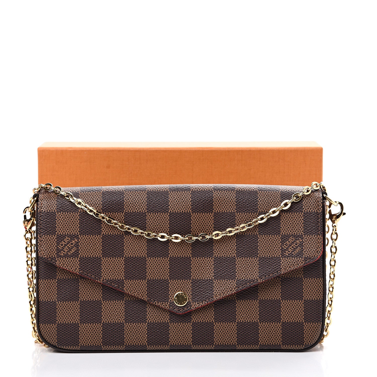 Louis Vuitton Damier Ebene Pochette Felicie Chain Wallet 13 of 13