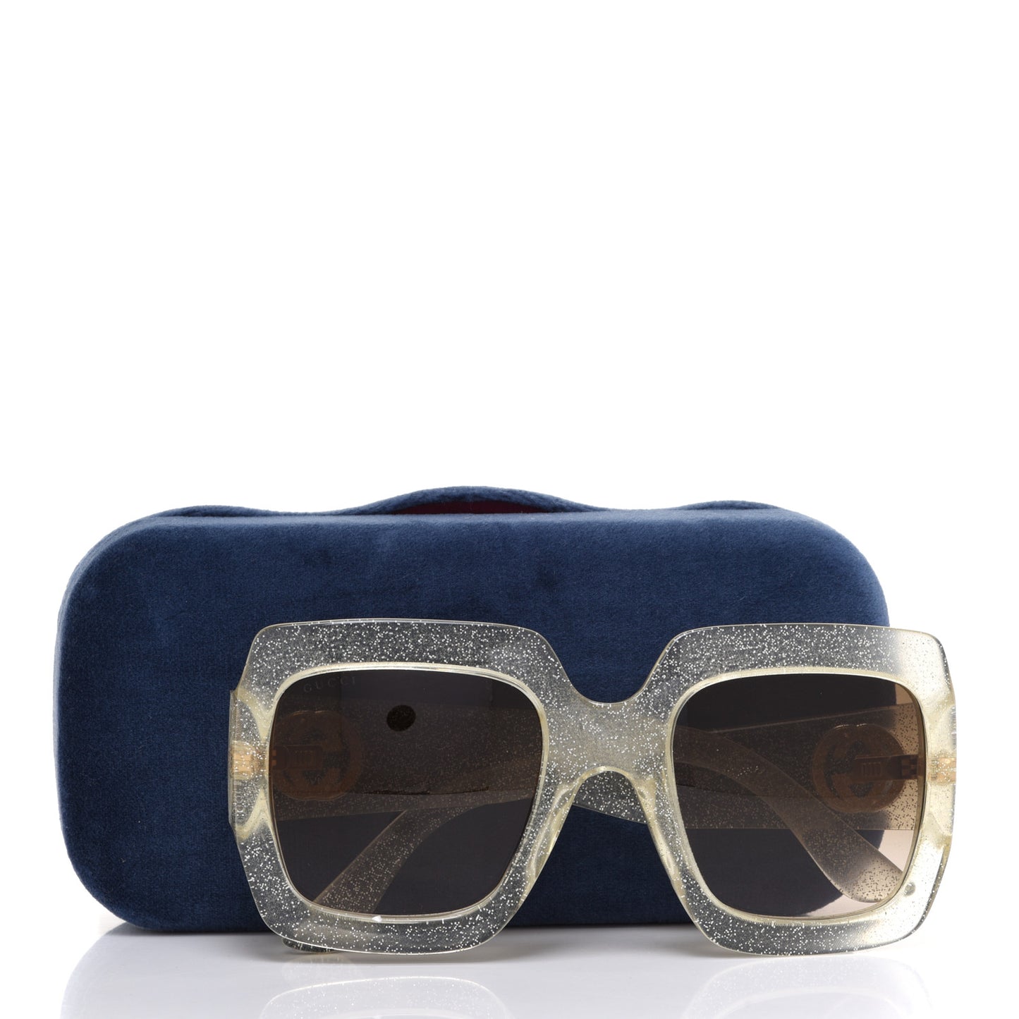 Glitter Acetate Square Frame Sunglasses GG0053S Silver