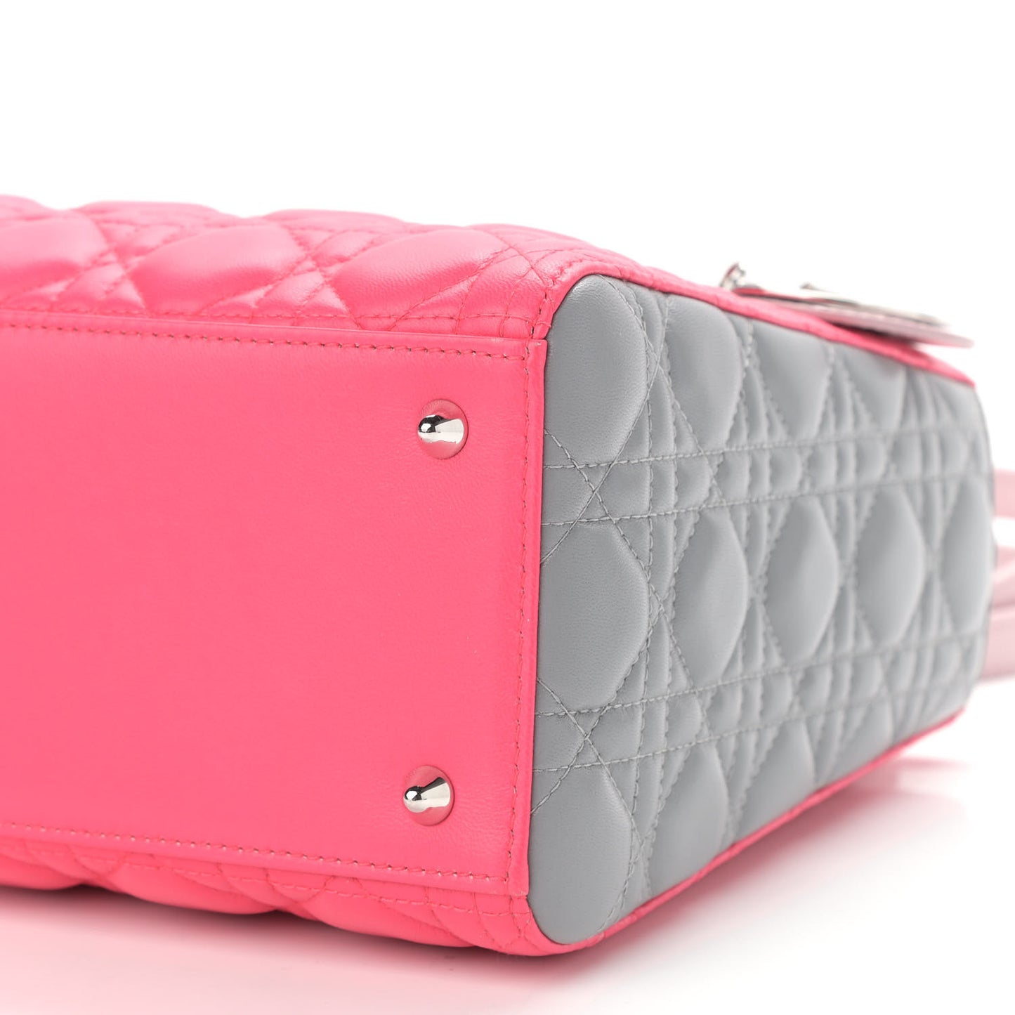 Lambskin Cannage Medium Tri-Color Lady Dior Fuchsia