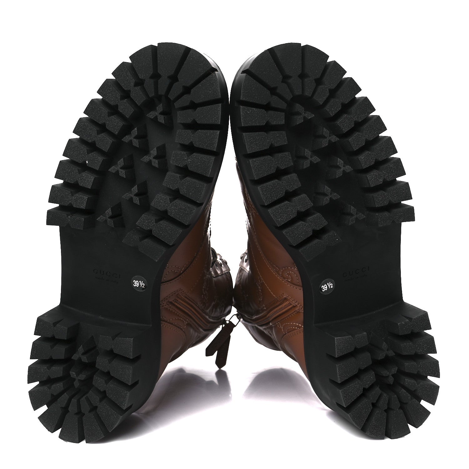 Gucci Cordovan Lux Nappa GG Matelasse Lace Up 60mm Combat Boots 39.5 Dark Hazel Brown 6 of 10