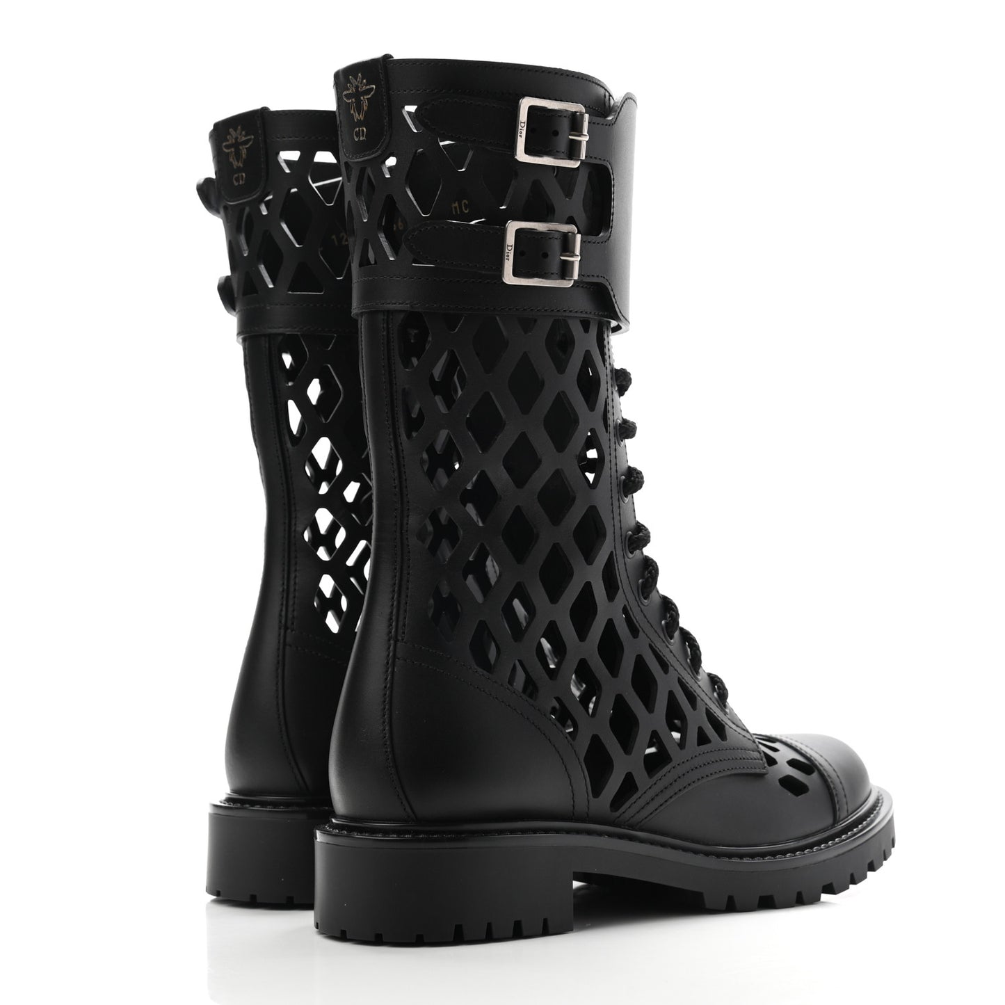 Matte Calfskin Womens D-Trap 30mm Tall Boots 36 Black