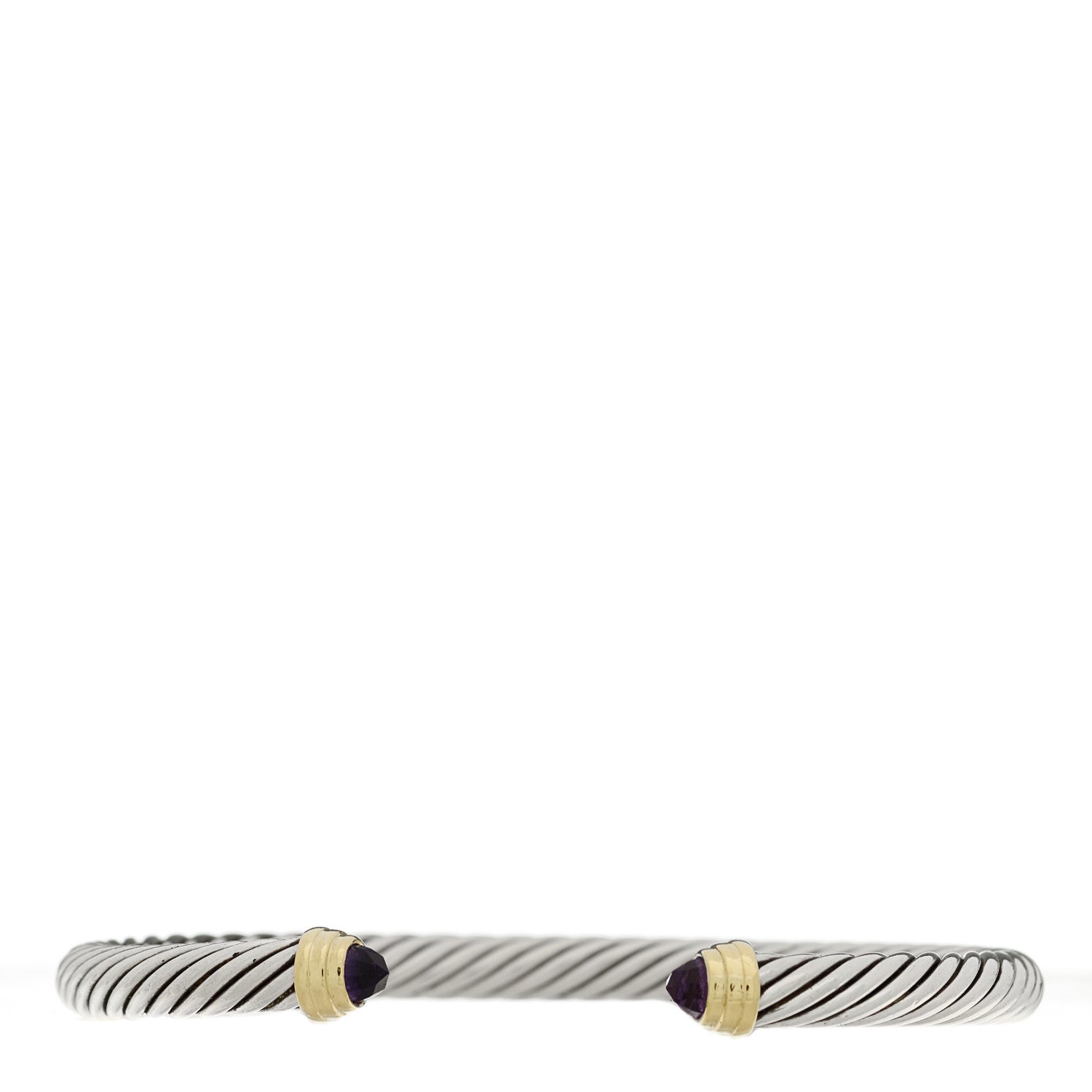 David Yurman Sterling Silver 14K Yellow Gold Amethyst 5mm Cable Classics Petite Color Bracelet 1 of 3