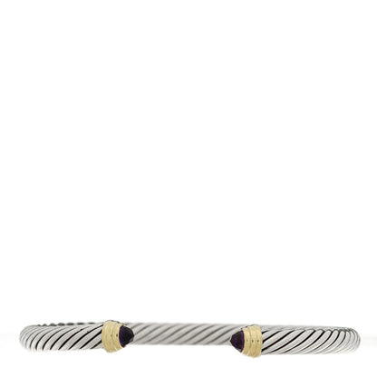 David Yurman Sterling Silver 14K Yellow Gold Amethyst 5mm Cable Classics Petite Color Bracelet 1 of 3