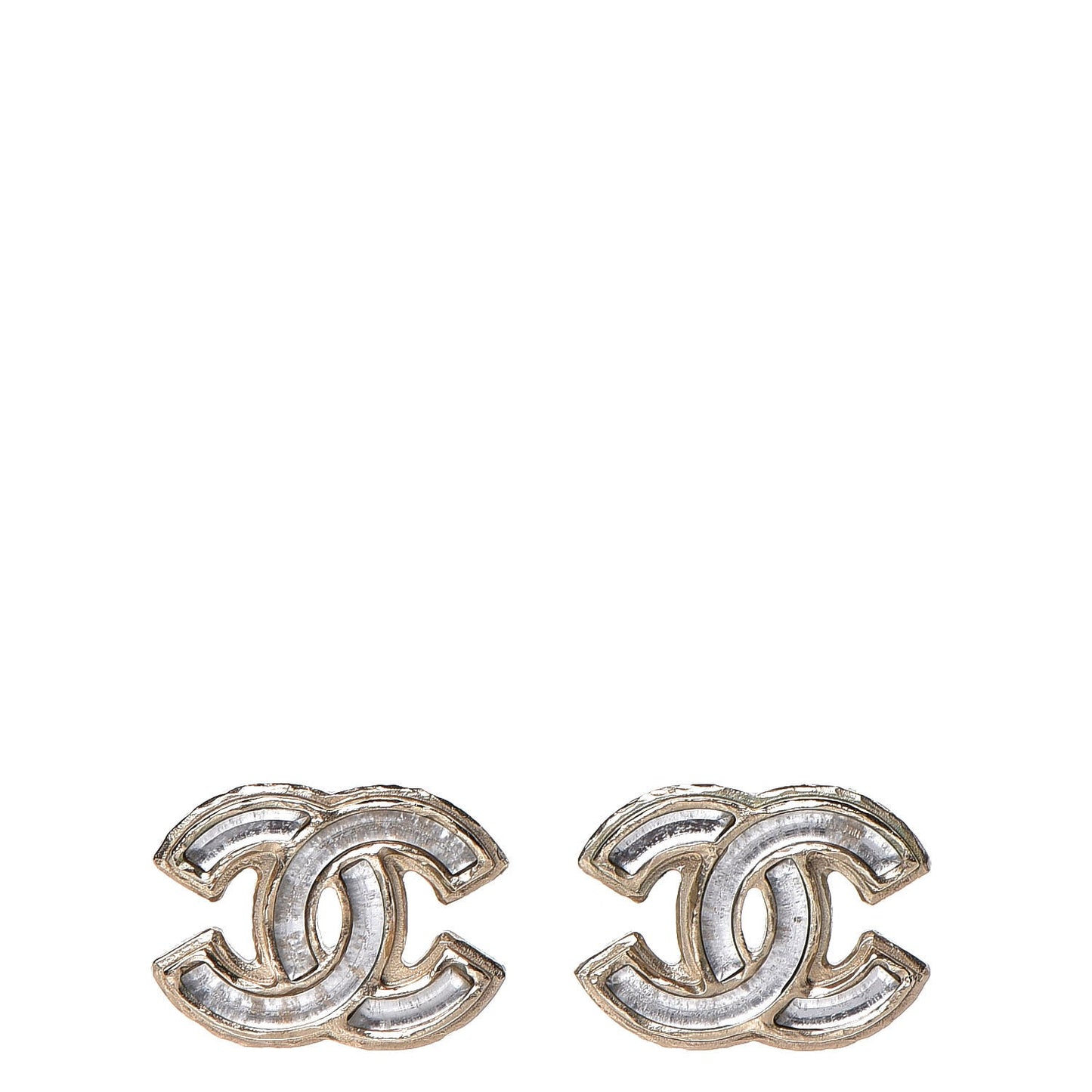 Enamel CC Earrings Grey Gold