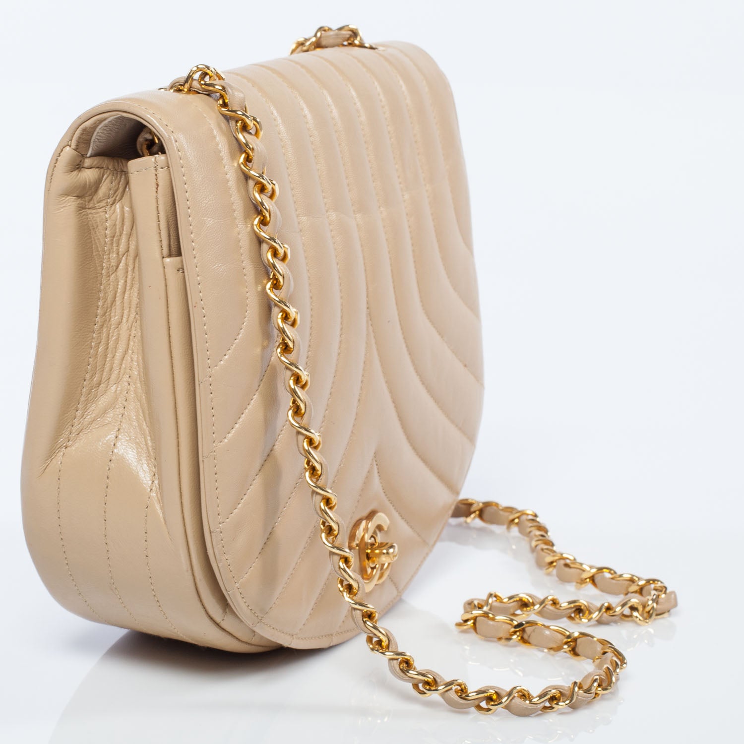 Chanel Lambskin Flap Bag Beige 4 of 9