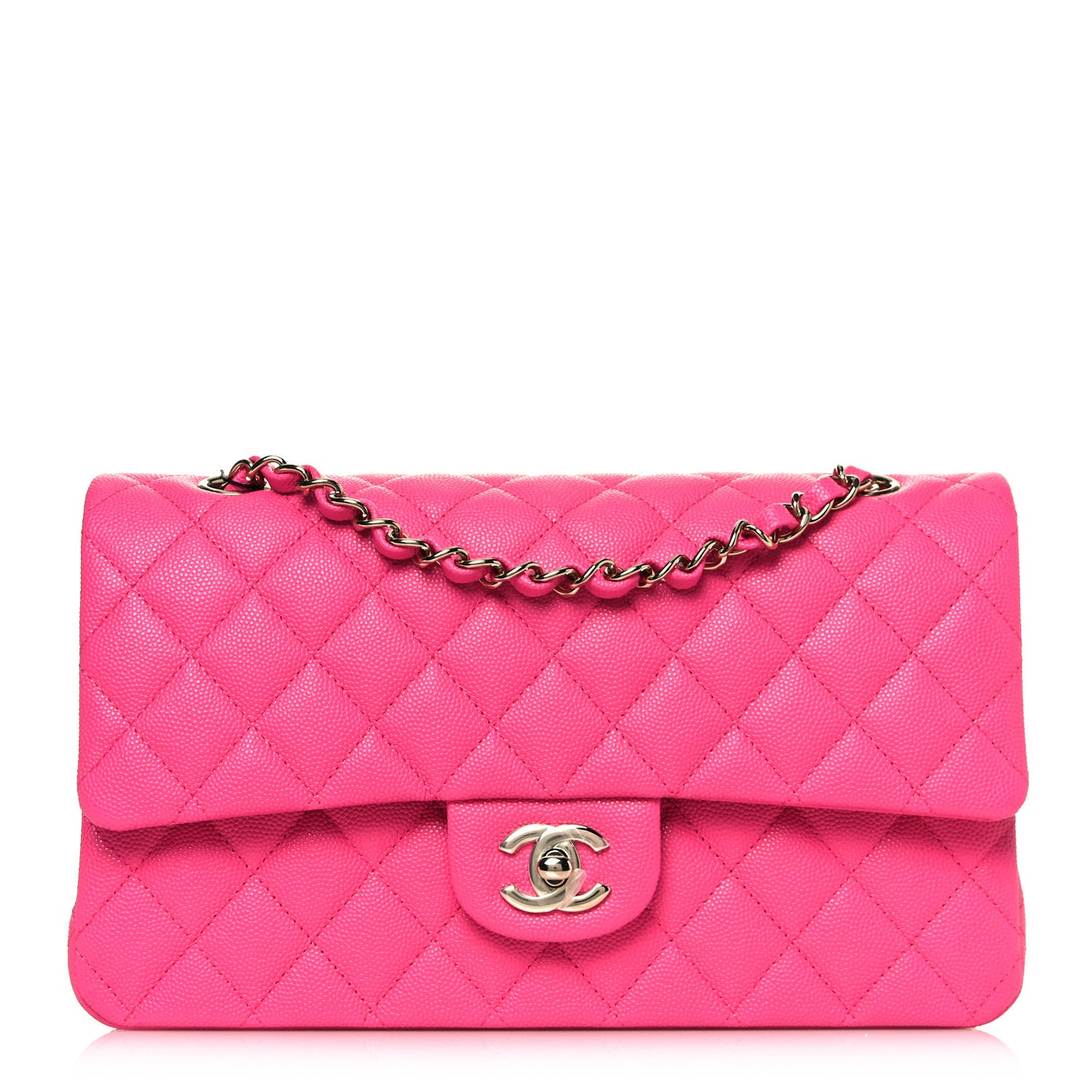 Caviar Quilted Medium Double Flap Dark Pink
