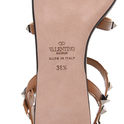 Valentino Garavani Calfskin Rockstud Gladiator Flat Sandals 36.5 Bright Cognac 7 of 8
