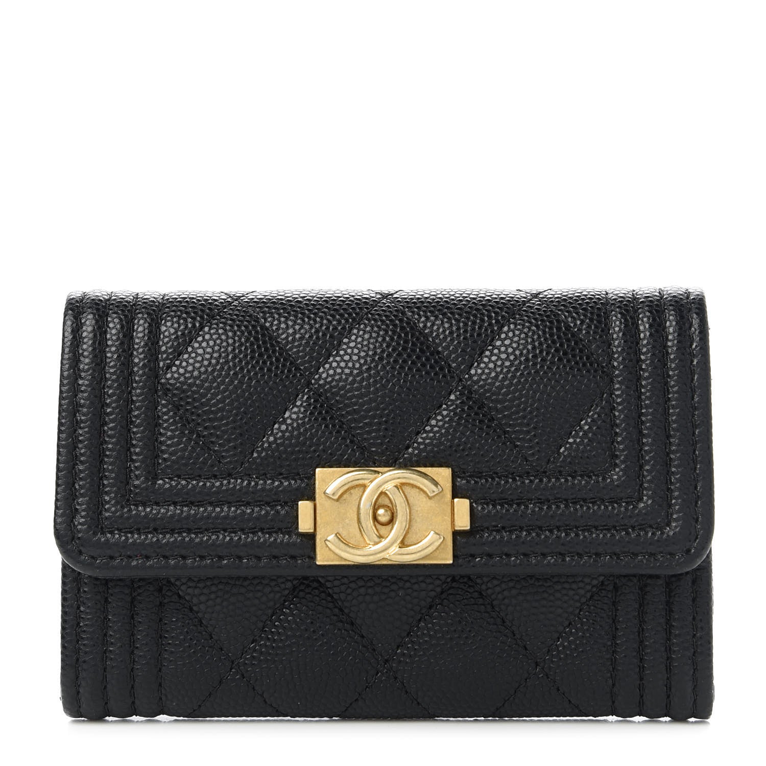 Chanel Caviar Quilted Boy Flap Card Holder Black 1 of 12