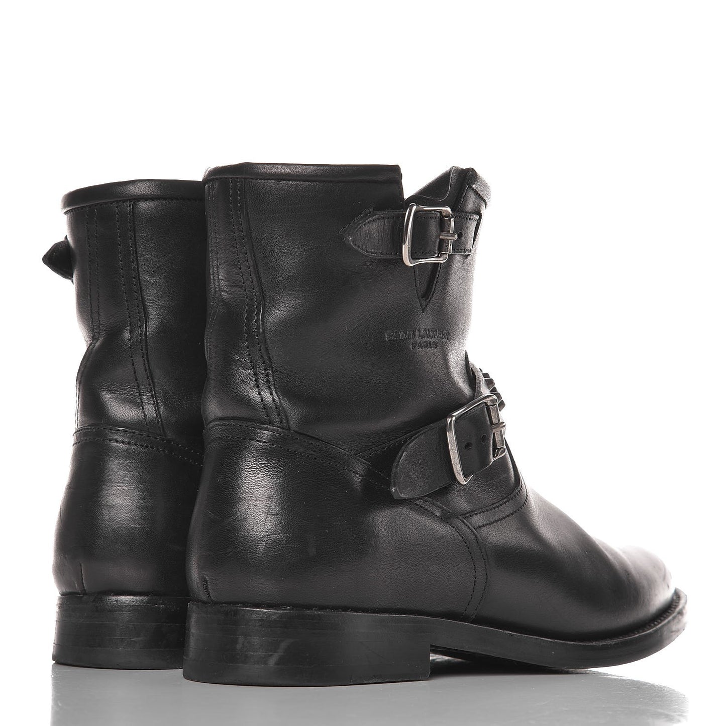 Smooth Calfskin Studded Light Bowling Boots 36.5 Black