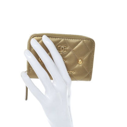 Chanel Metallic Lambskin Egyptian Amulet Zip Coin Purse Gold 2 of 8