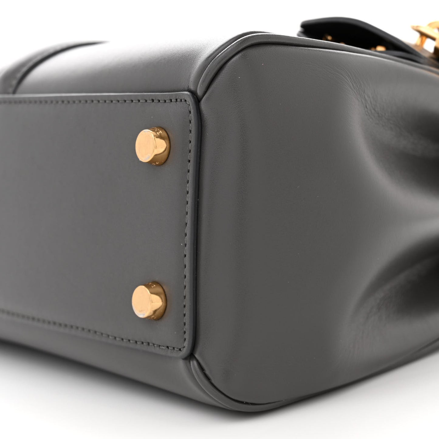 Satinated Calfskin Small 16 Top Handle Bag Gray