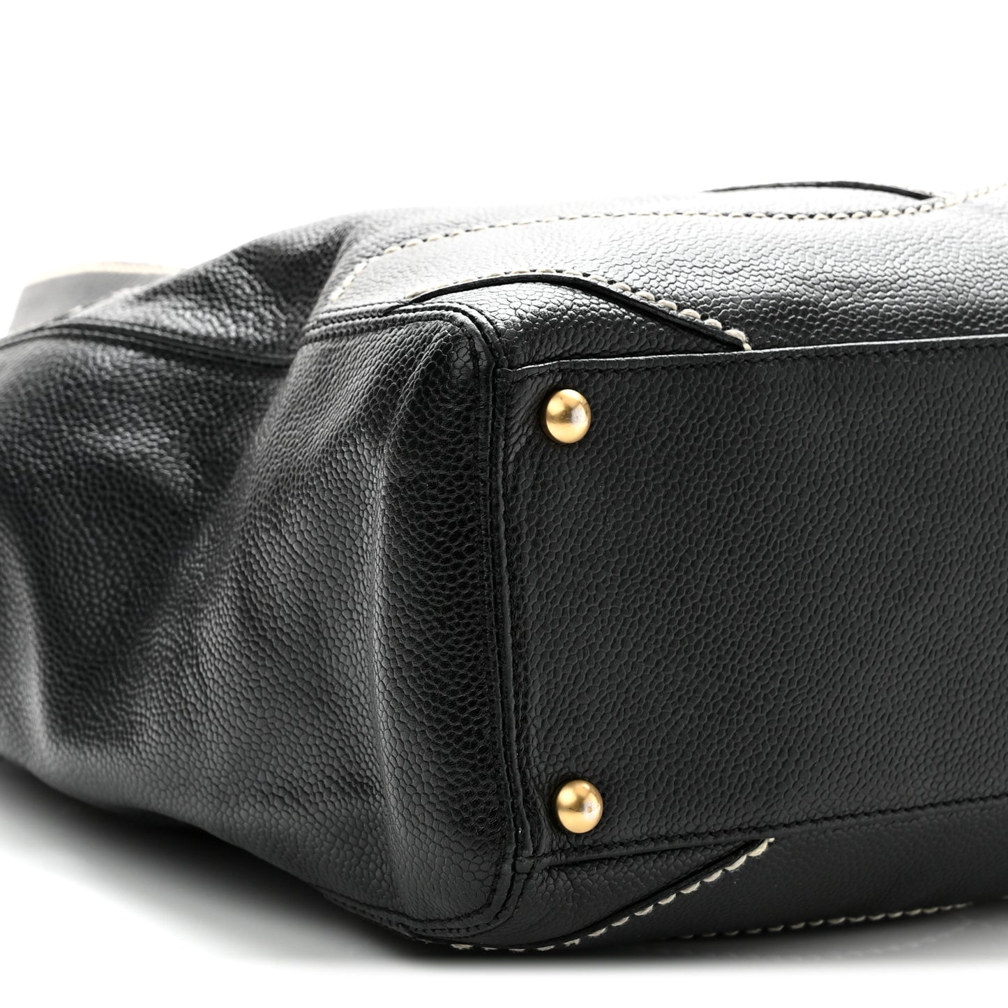Caviar CC Stitched Medium Tote Black Black