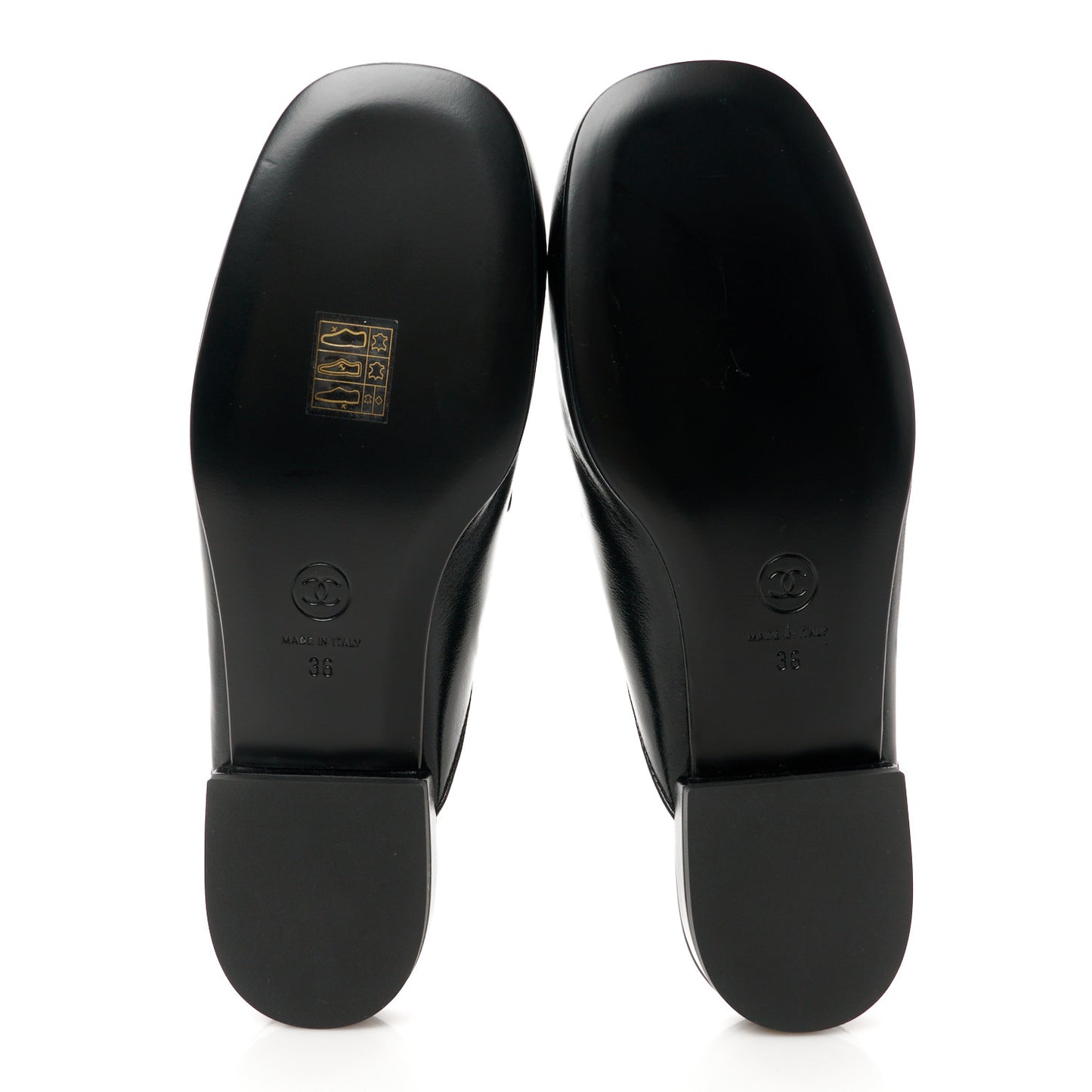 Shiny Calfskin Crystal CC Mules 36 Black