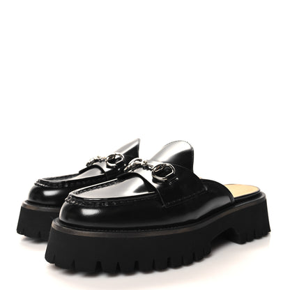 Gucci Magnum Calfskin Womens Horsebit Platform Mules 37.5 Black 3 of 9