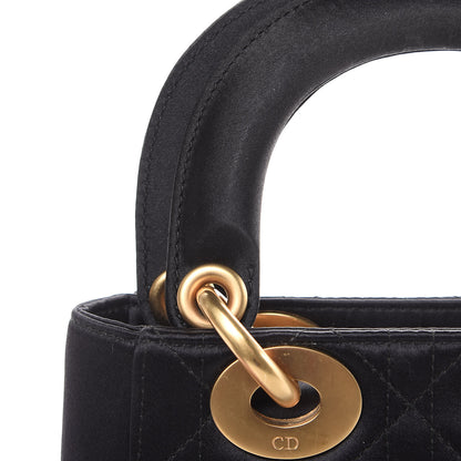 Christian Dior Satin Swarovski Crystal Cannage Mini Lady Dior Black 10 of 12