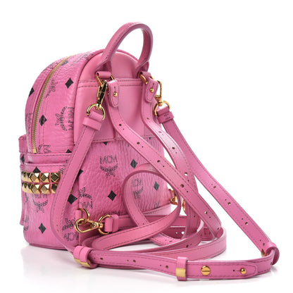 MCM Visetos Side Stud X-Mini Stark Bebe Boo Backpack Pink 2 of 9