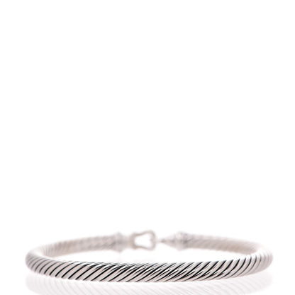 David Yurman Sterling Silver Diamond 5mm Cable Buckle Bracelet 3 of 4