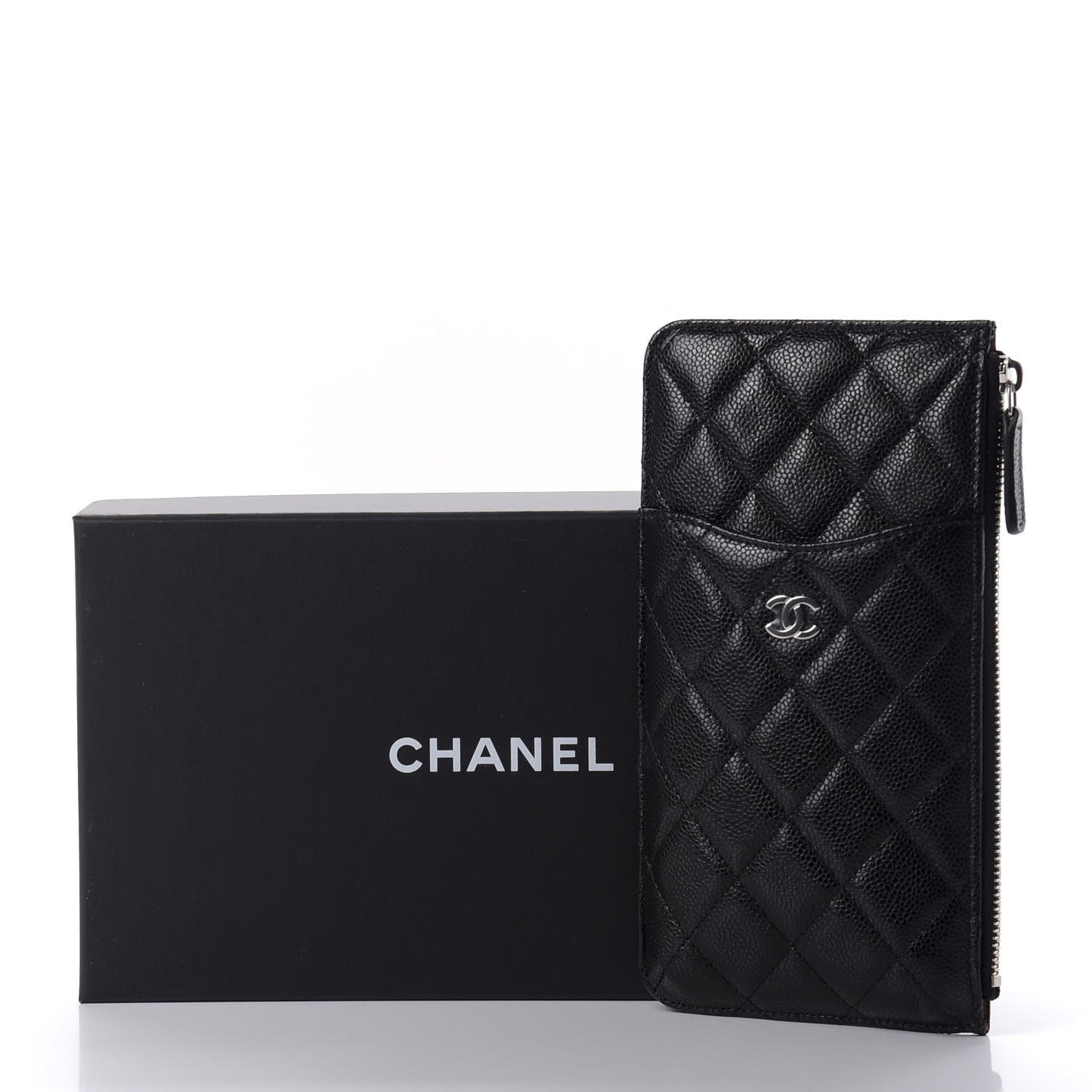 Caviar Quilted Classic Flat Wallet Pouch Black