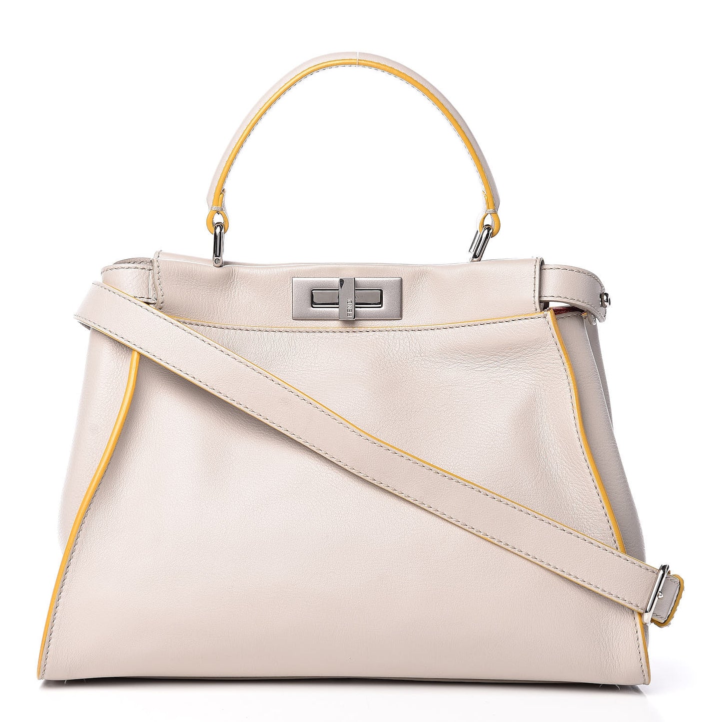 Vitello Seta Burro Medium Peekaboo Iconic Satchel Grigio Polvere Mattone