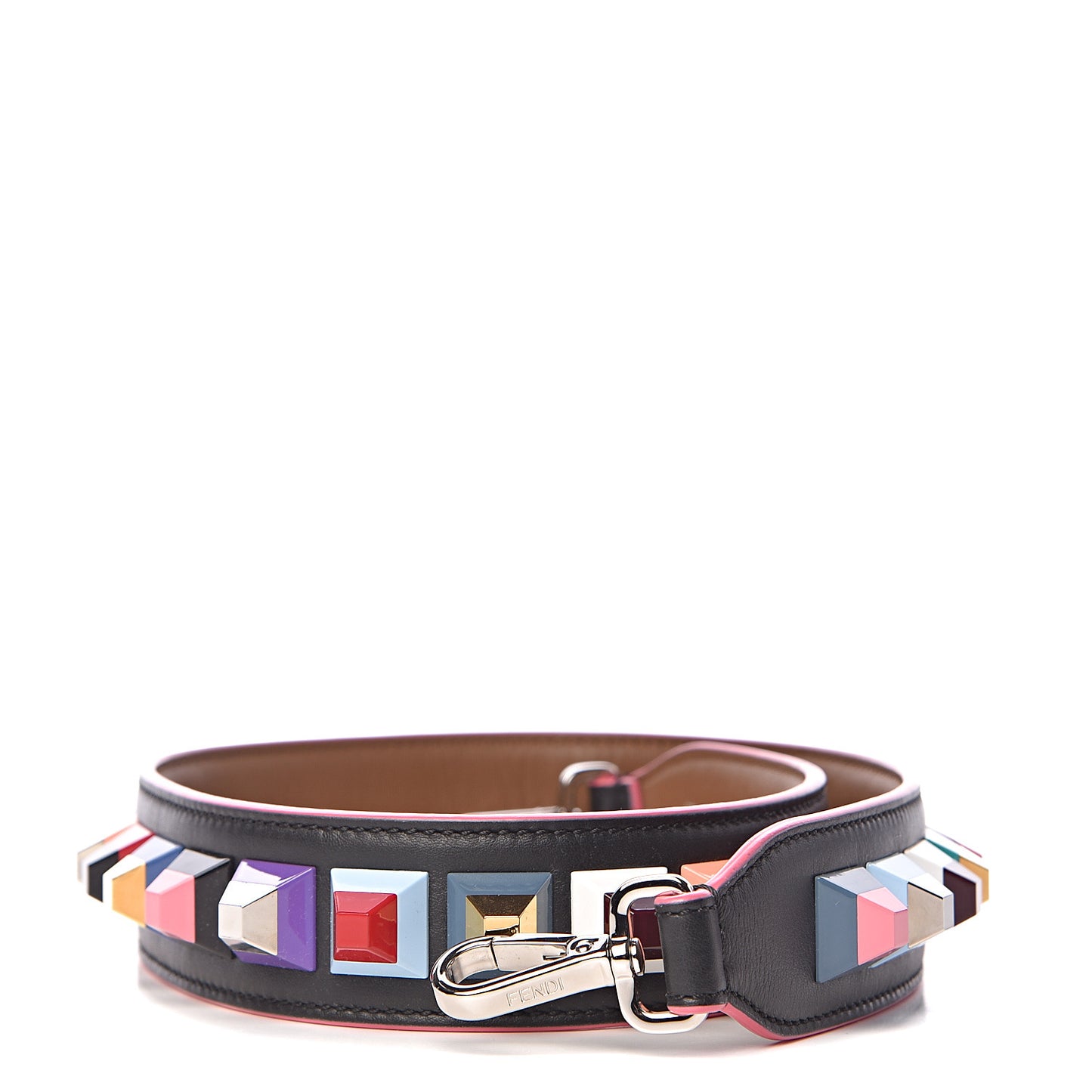 Vitello Dolce Plexiglass Bi-Color Studded Strap You Black Brownie Multicolor