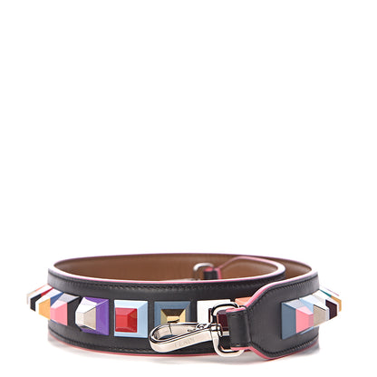 Fendi Vitello Dolce Plexiglass Bi-Color Studded Strap You Black Brownie Multicolor 1 of 3