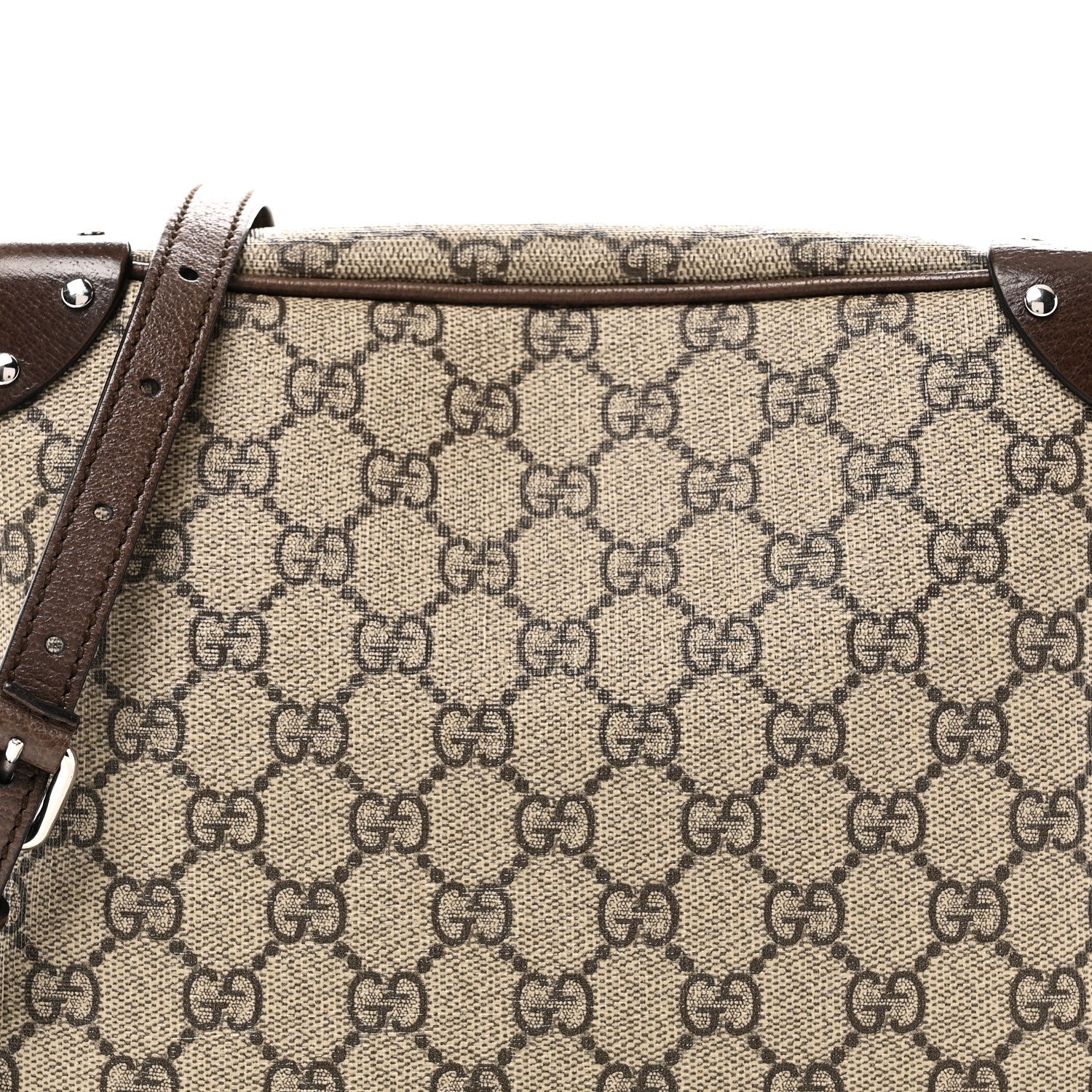 Gucci GG Supreme Monogram Textured Calfskin Square Messenger Bag Beige Ebony New Acero 8 of 11