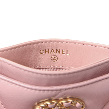 Chanel Shiny Goatskin Quilted Chanel 19 Card Holder Light Pink 6 of 9