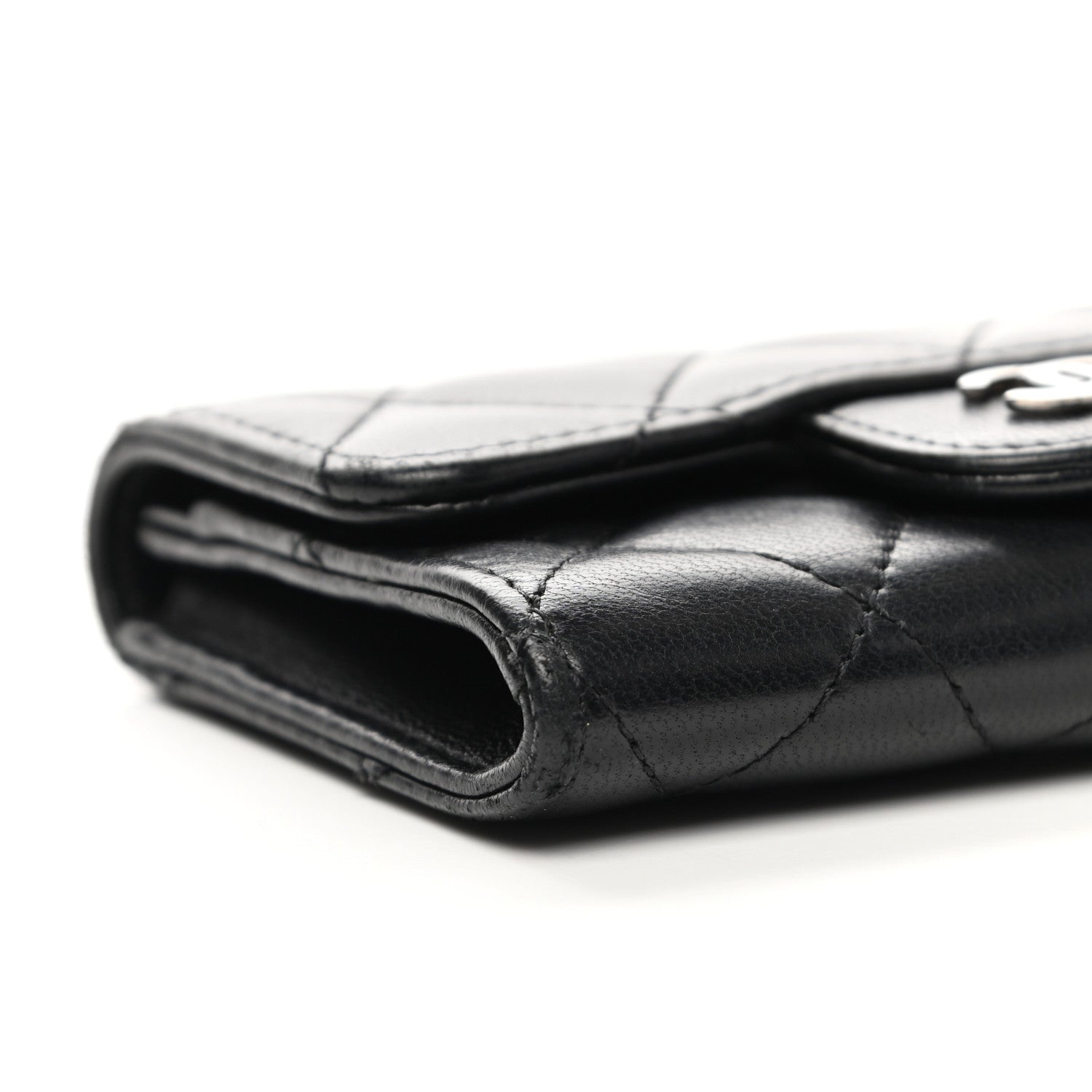 Chanel Lambskin Quilted Flap Card Holder Wallet Black 8 of 13