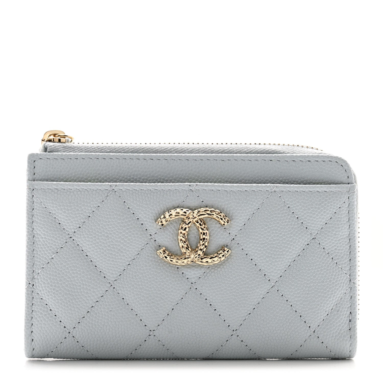 Chanel Caviar Quilted CC Zip Around Card Holder Grey 1 of 11