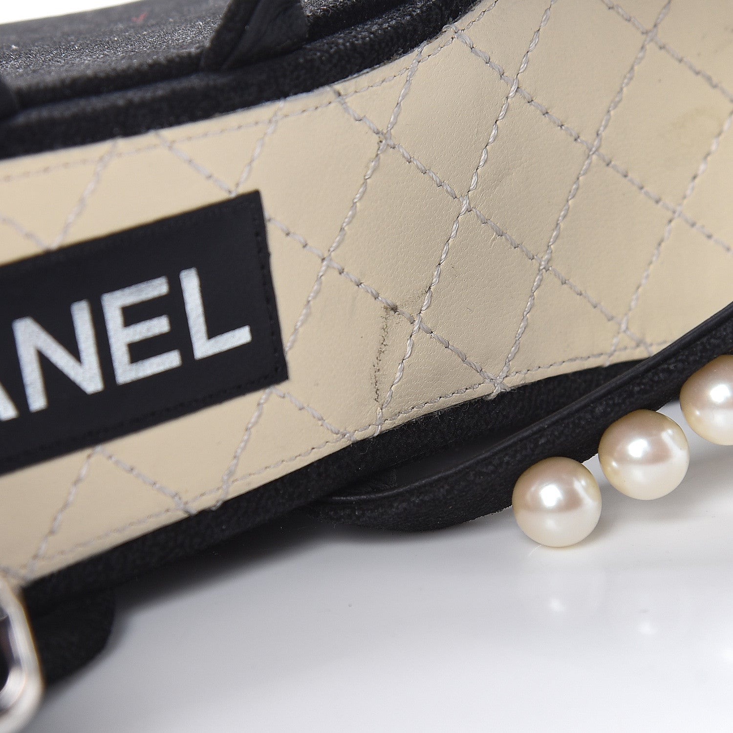 Chanel Suede Pearl Platform Sandal 36.5 Black 10 of 14